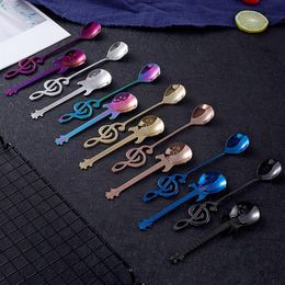 Creative Stainless Steel Small Coffee Scoop Guitar Music Notes Shape Dessert Spoon Stirring Spoon