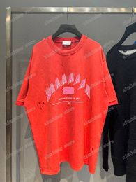 22ss Men Women Designers t shirt tee Wash hole Paris short sleeve Crew Neck Streetwear red green black xinxinbuy XS-L