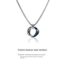 Pendant Necklaces Ring Necklace Personalised Hip Hop Douyin Online Influencer Same Style Sweater Chain Accessories Titanium SteelPendant