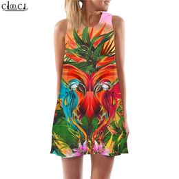 Women Tank Top Dress Macaw 3D Pattern Parrot Printed Dress Short Party Female Vest Casual Sleeveless Dress Drop W220616