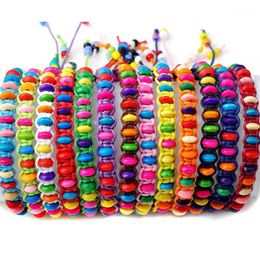 Pcs Colorful Wholesale Wood Beads Braid Handmade Friendship Bracelets For Women Men Children Charm Bangle Jewelry Adjustable