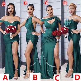 Sexy Turquoise Green Side Split Bridesmaid Dresses Long Maid Of Honor Dress Mermaid Wedding Guest Evening Dress Formal Gowns Plus Size