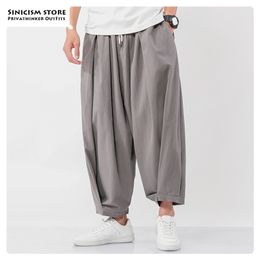 Sinkizm mağazası erkekler geniş pantolon Çin tarzı gündelik harem pantolon sonbahar düz renkli büyük boy adam pantolon artı boyut 5xl 201128