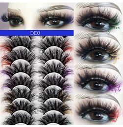 Hand Made Reusable Color Mink False Eyelashes 10 Piars Set Soft Vivid Thick Curly Crisscross Multilayer 3D Fake Lashes Full Strip Eyelashes Extensions Makeup DHL