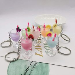 Keychains Resin Juice Drinks Cups Keychain Little Drink Cup Pendant Key Chain For Kids Bag Toys Birthday Gift 4.8