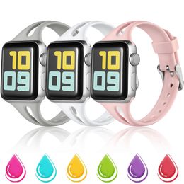 Colourful Soft Silicone strap Band for Apple Watch 1 2 3 4 5 6/7 TPU Rubber Sport watchband for Iwatch 38/40/41mm 42/44/45mm Waterproof Wristbands