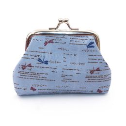 20pcs Coin Purses Women Polyester Retro Dragonfly Prints Hasp short Wallets 3Inch