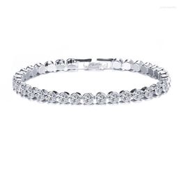 Luxury 4mm Cubic Zirconia Tennis Bracelets Chain Crystal Wedding Bracelet Bangle For Women Men Gold Jewelry Gift Link