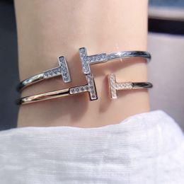2022 Korean Version Double T Letter Opening Micro Diamond Bracelet Unique Design Bracelets Jewellery Accessories XB068 EGFV