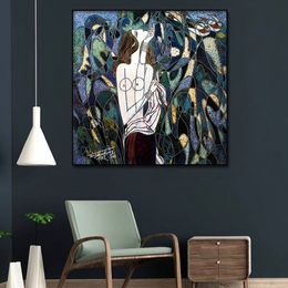 Abstract Thinking Naked Lady Portrait Canvas Posters Wall Art Print Modern Painting Bedroom Living Room Decoration Picture