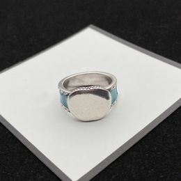 Fashion Designer Ring For Women Men Love Rings Titanium Steel Classic Blue Enamel Jewelry For Lovers Engagement Rings Luxury Letter 2022