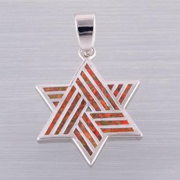 Pendant Necklaces Star Of David Stripe Mexican Brown Fire Opal Silver Plated Jewellery For Women NecklacePendant NecklacesPendant