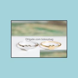 Cluster Rings Jewelry 10 Pcs/Lot Solid 18 K Gold Plated Ring Heart Womens Wholesale Festival Best Gift Drop Delivery 2021 Inzqb