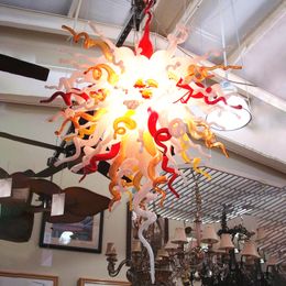 Contemporary Pendant Lamp White Red Amber Hand Blown Glass Chandeliers Lighting