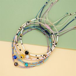 Bohemia glass beaded strands bracelet Colourful evil eye bracelet designer Jewellery woman South American Weave Handmade Blue Pink White Bracelets for Teen Girls