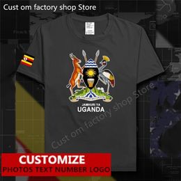 Uganda Flag T shirt Free Custom Jersey Fans DIY Name Number 100 Cotton T shirts Men Women Loose Casual T shirt 220620