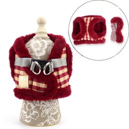 Dog Collars & Leashes Fashion Autumn Winter Vest Harness With Leash Set Faux Fur Pet Easy On Off Adjustable Puppy HarnessDog