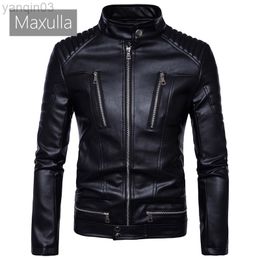 Maxulla Winter Men Pu Jackets Casual Mens Outfit Motorcycle Leather Jackets Fashion Male Faux Leather Zipper Jacket Clothing L220801