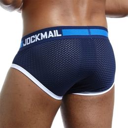 JOCKMAIL New designed Brand Men Underwear Briefs Slip Mesh Shorts Cueca Gay men Underwear sexy Male panties Breathable Cotton T200517