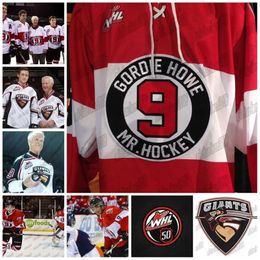 CeoMitNess WHL Mr. Hockey honoured with Vancouver Giants jersey 50th anniversary to retire #9 jersey in honour of Gordie Howe Stitched High Quality