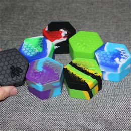 100pcs silicone jar dab container hexagon silicon jars for vaporizer oil holder 26ml food grade silicone wax boxes DHL