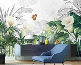 3D wallpaper mural Custom Hand painted tropical plants European pastoral style wallpaper rolls for walls decoration painting wall stickers decor