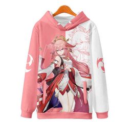 Genshin Impact Yae Miko cosplay hoodi sweatshirt Noelle 3D Print unisex Hooded Sweatshrits Oversized Pullover harajuku man hoodi Y220713