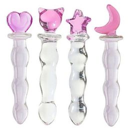 Candiway Cute Smooth Crystal Glass Anal Plug Vaginal Beads Massage Masturbation Adult sexy Toys For Men Women