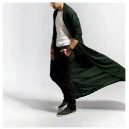 Men's Trench Coats Spring Autumn Thin Cotton Linen Sexy Men's Cardigan Cloak Mature Loose Long Windbreaker Casual Fashion Solid Poncho M