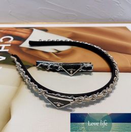 Graceful Simple Chain Triangle Mark Headband and BB Clip with Logo New Hair Accessories Must-Have Fashion Item