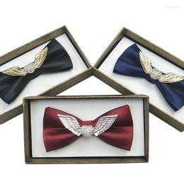 Bow Ties Arrivals Metal Silver Wings Tie For Men Fashion Casual Two Layer Bowtie Male Party Wedding Butterfly Black AB1017Bow Enek22