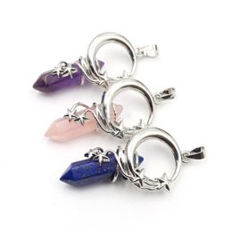 Pendant Necklaces Star Moon Flower Natural Crystal Stone For Necklace Jewellery Making Hexagonal Point Lapis Amethysts Pink Quartz PendulumPen