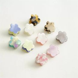 Girl Cute Mini Size Flower Hair Clips Clamp Acetic Acid Alloy Ponytail Edge Hair Clip Claw Korea Europe Women Headdress Floral Model Bangs Hairpins Accessories