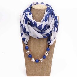 Beads Pendeloque Jewellery Scarves Pendants Printing Chiffon Necklace Heart Scarfs Design Factory Cost Wholesale