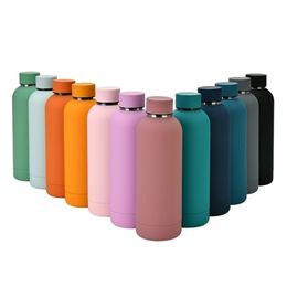 500ml Matte Stainless Steel Vacuum Insulated Cold Water Bottle Double Walled Cola Shape Thermos Leak Proof Sports Flask 211109