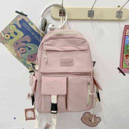 Multifunzione Double Zipper Women Backpack Teenager Girls Girls Laptop Backpack Student Student Stupt Style Stuckbag Bag Mochila J220620