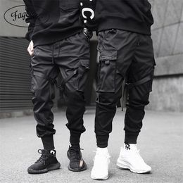 Ribbons Cargo Pants Men Casual Streetwear Harajuku Pants Hip Hop Trendy casual youth slim pants Stylish Men's Jogger Trousers T200219