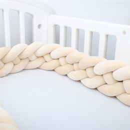 4 Strands Braid Baby Crib Bumper Knot Bed Bumper Nursery Cradle Baby Bedding Room Decor Crib Protector 12cm and 15cm Height 220531