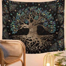 Life Trees Carpet Wall Hanging Psychedelic Bohemian Hippie Ing Tree Rugs Home Decor Sofa Throw J220804