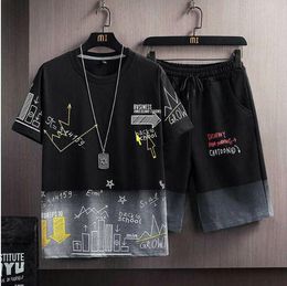Fashion Style Men's Shorts Set 2 Piece Tracksuit Printing T shirt Shorts Suits For Men Clothing Streetwear