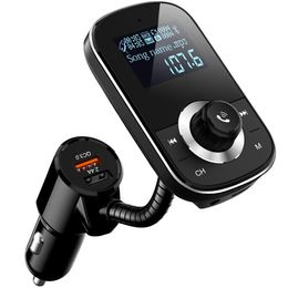 Bluetooth Car Kit MP3 Player Handsfree Wireless FM Transmitter QC 3.0 &2.4 A USB Charger Big LCD Remote Control With Retail Box HY90