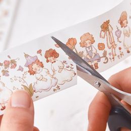 Gift Wrap Cute Doll Fairy Tale Masking Washi Tape Kawaii Girl Decorative Adhesive Decora Diy Scrapbooking Sticker Label StationeryGift