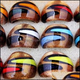 Band Rings Jewelry Wholesale Mixed 24Pcs Fashion Women Handmade Colorf Translucent Murano Glass Ring Drop D Dh4Fs