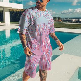 Men's Tracksuits Vintage 3D Pattern Print HipHop Breathable Men Cloth High Quality Summer Sets Tracksuit Oversized T Shirt Shorts Outfits Se