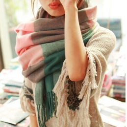 Womens Scarf Long Fashion Casual Warm Cashmere Shawl Plaid Infinity Scarf Knitted Scarf Women Winter Scarves 15 colors
