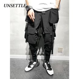 UNSETTLE SS Men Multiple pockets Cargo Harem Pants Hip Hop Casual Male Ninja Tatical Joggers Trousers Streetwear Ninth pants 201128