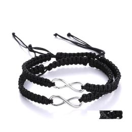 Link Chain Infinity Symbol Alloy Charm Bracelet For Women Simple Adjustable Sier Colour Number 8 Handmade Braid Rope Party Jewellery D Dhkwy