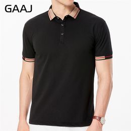 GAAJ Famous Brand Mens Polo Shirt 100% Cotton Stripes Collar Short Sleeve Poloshirt Clothing T Shirts Tee Polos Men 200gsm 7oz 220704