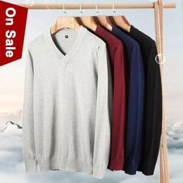 Men's Sweaters Men's Autumn And Winter V-neck Plain Leisure Fashion Series Sweater Top Versatile LeisureMen's