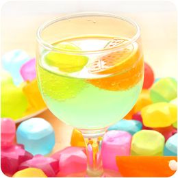 6pc Square Fruit Shaped Reusable Ice Cubes Tools Plastic Multicolour Ice Cube Picnic Keep Drink Cool Physical Cooling Bar Tool 381 D3